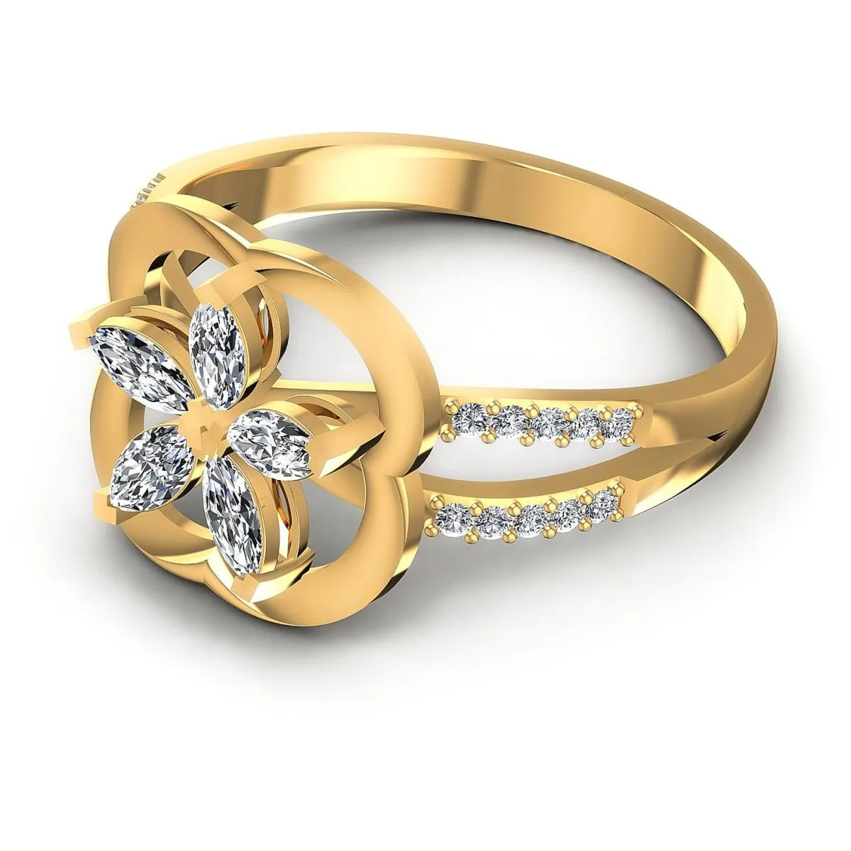 0.40 CT Marquise & Round Cut Diamonds - Fashion Ring