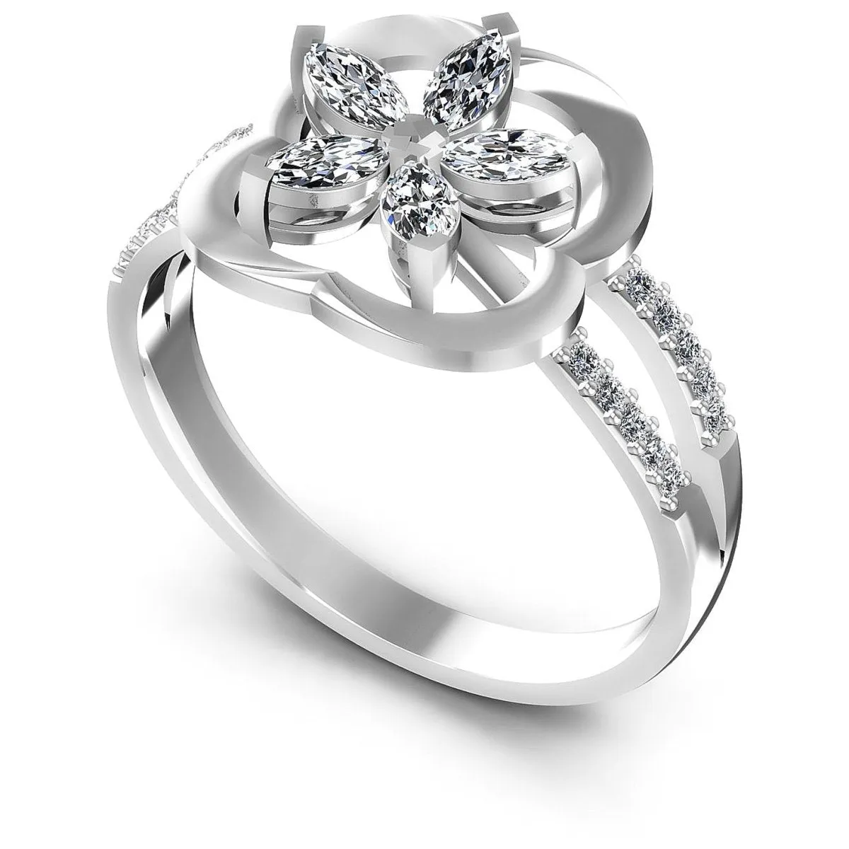 0.40 CT Marquise & Round Cut Diamonds - Fashion Ring