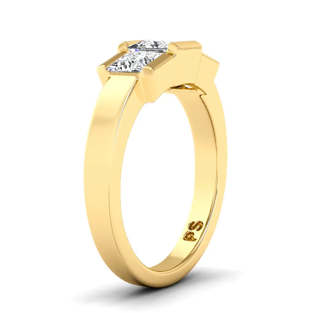 1.15 CT Princess Cut Diamonds - Three Stone Ring