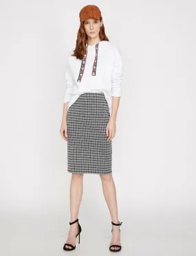 12011 Black Check Midi Skirt