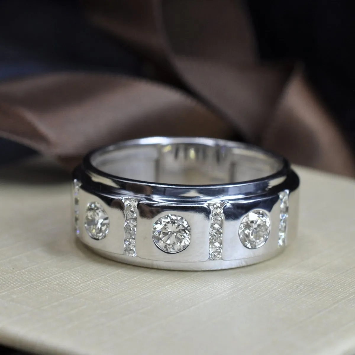 1.40 CT Round Cut Diamonds - Mens Wedding Band