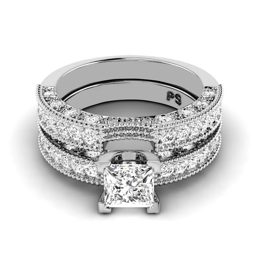 1.45-2.60 CT Round & Princess Cut Diamonds - Bridal Set