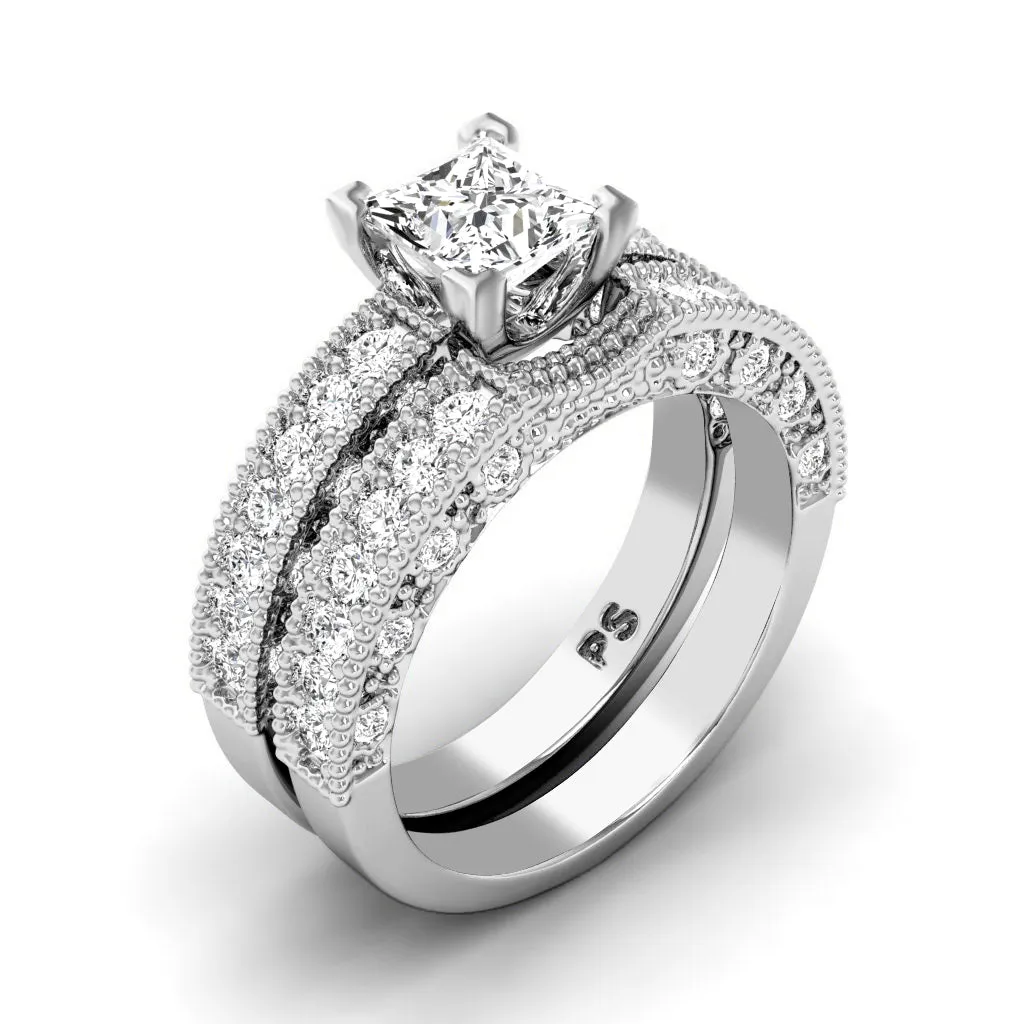 1.45-2.60 CT Round & Princess Cut Diamonds - Bridal Set