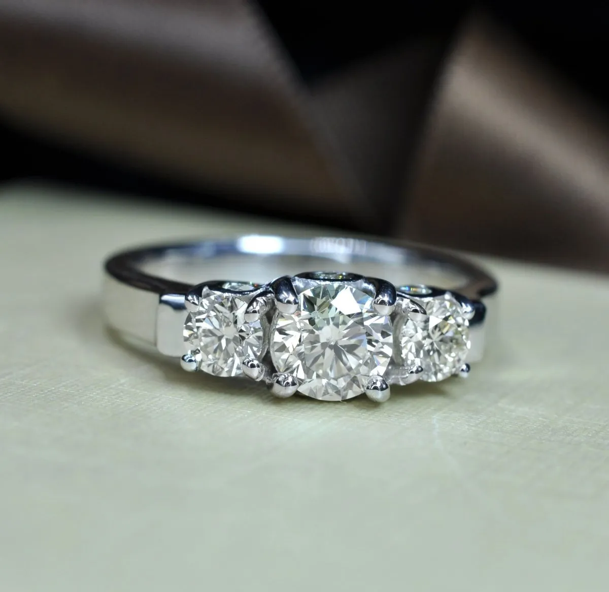 1.55 CT Round Cut Diamonds - Three Stone Ring