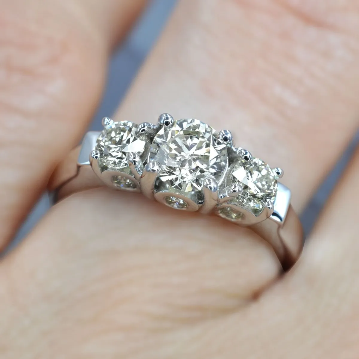 1.55 CT Round Cut Diamonds - Three Stone Ring