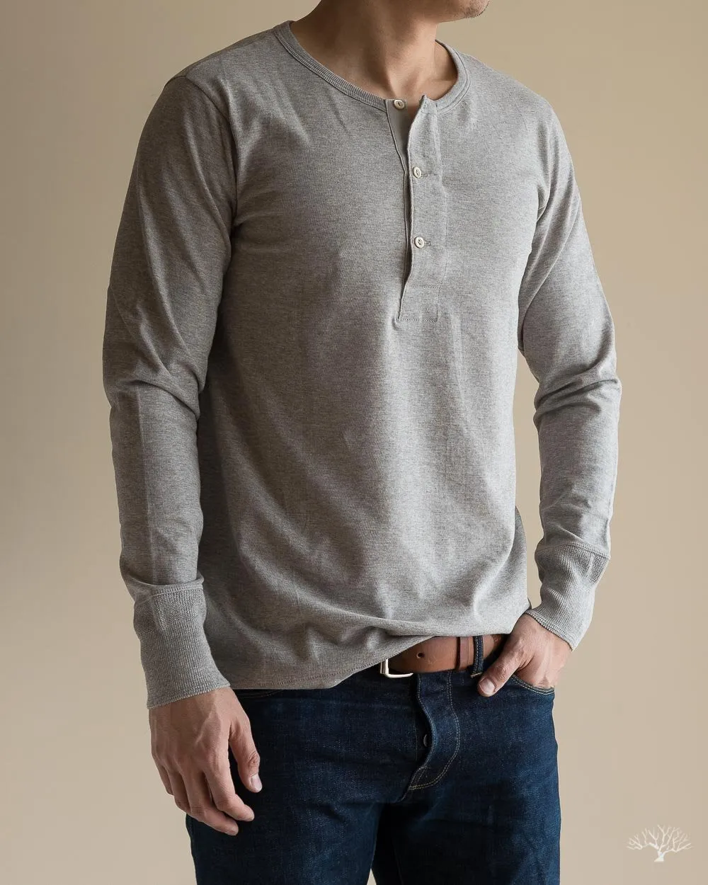 206 Long Sleeve Henley - Grey Melange