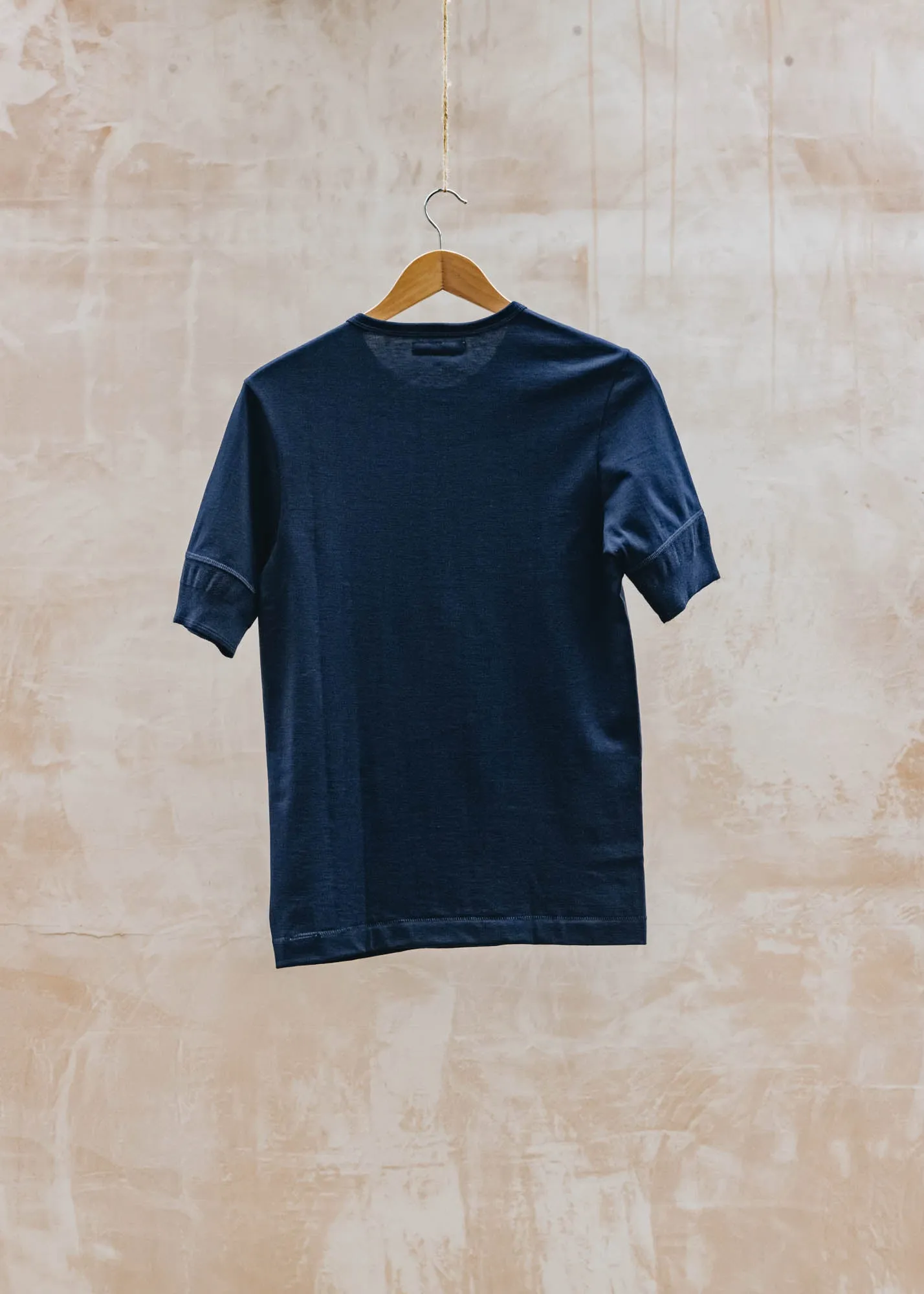 207 Loopwheeled Henley T-Shirt in Blue Ink