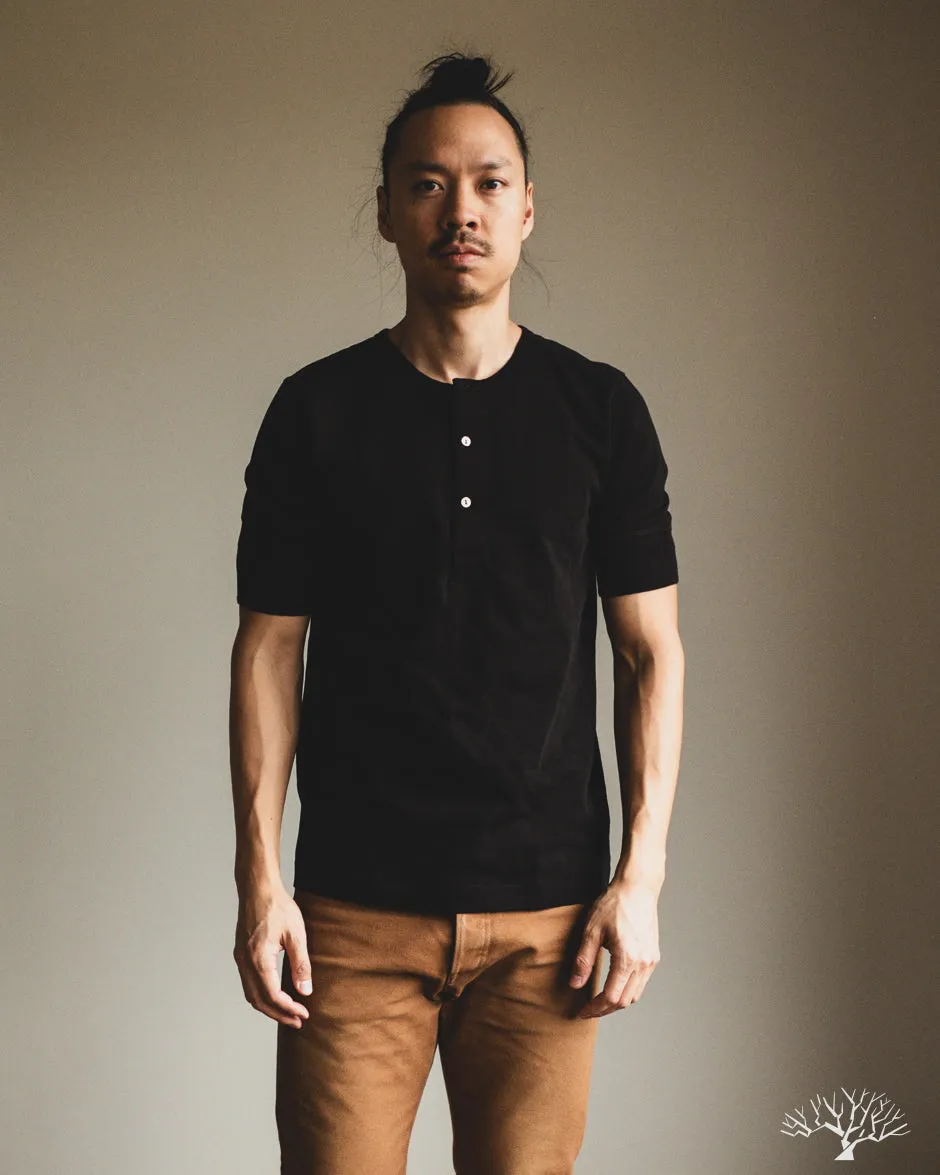 207 Short Sleeve Henley - Deep Black