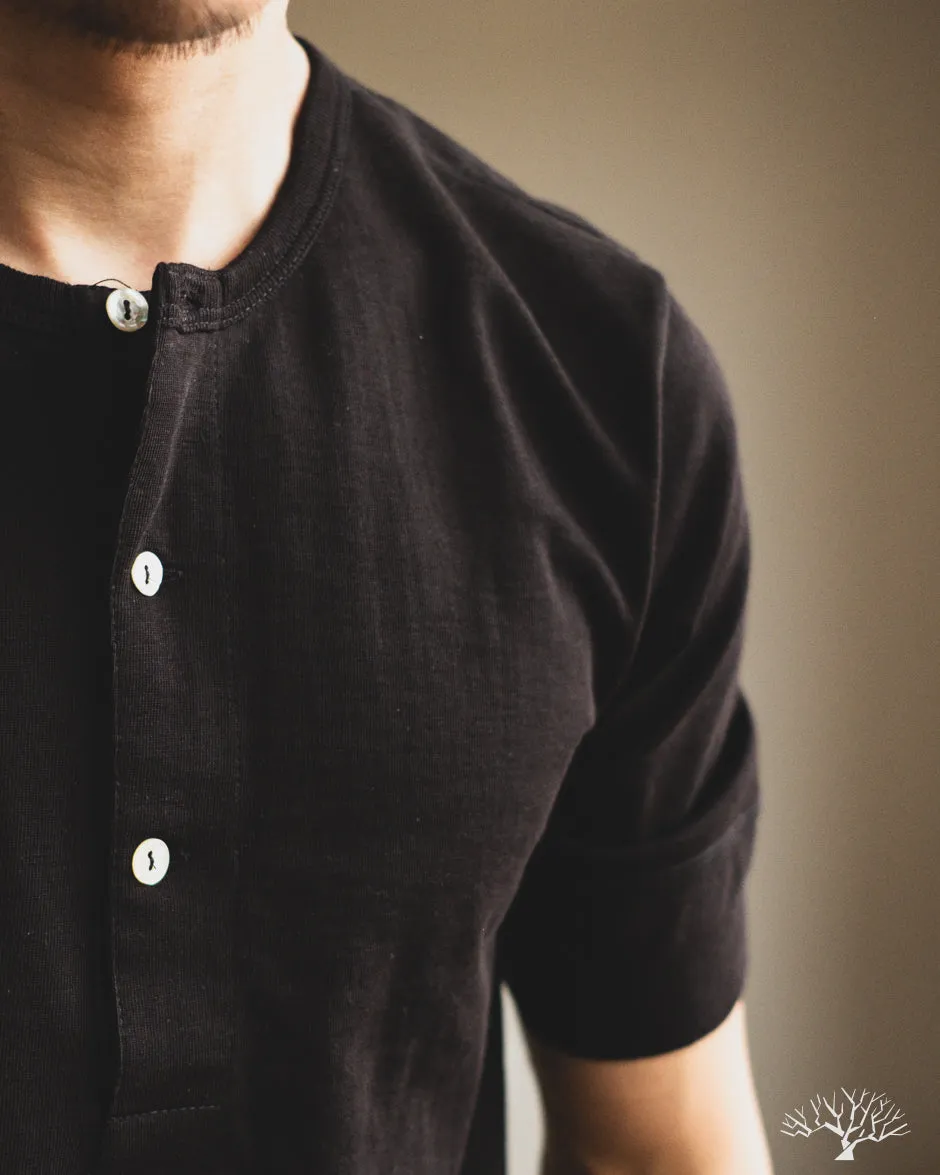 207 Short Sleeve Henley - Deep Black