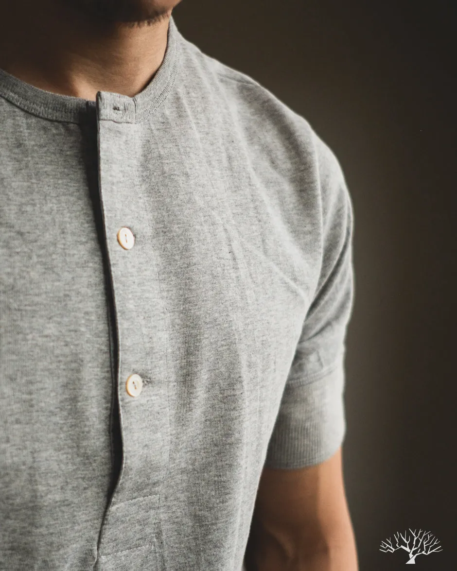 207 Short Sleeve Henley - Grey Melange