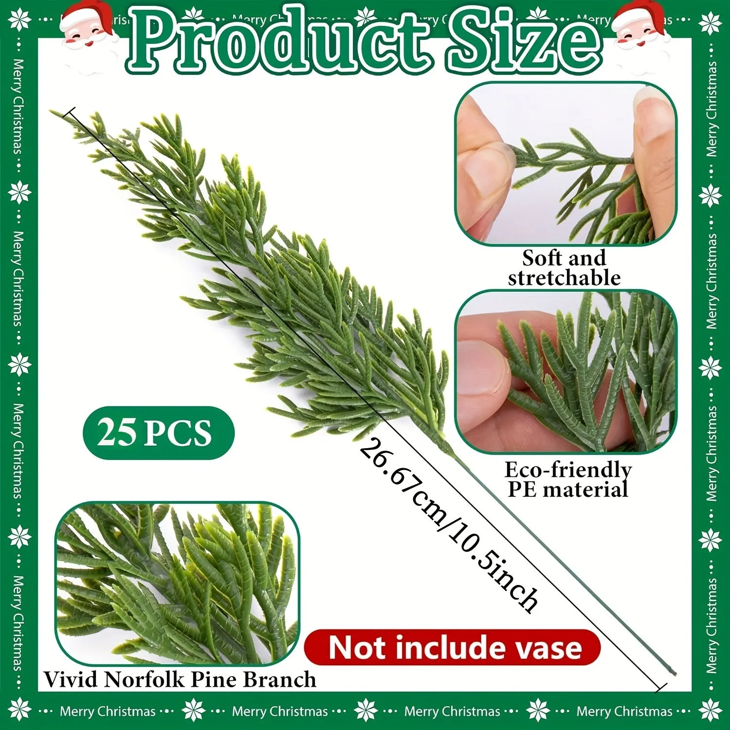 35pcs Christmas Artificial Pine Branches Set with Red Berries - 10.5" Faux Evergreen & Cypress Stems for DIY Crafts, Garland & Home Decor