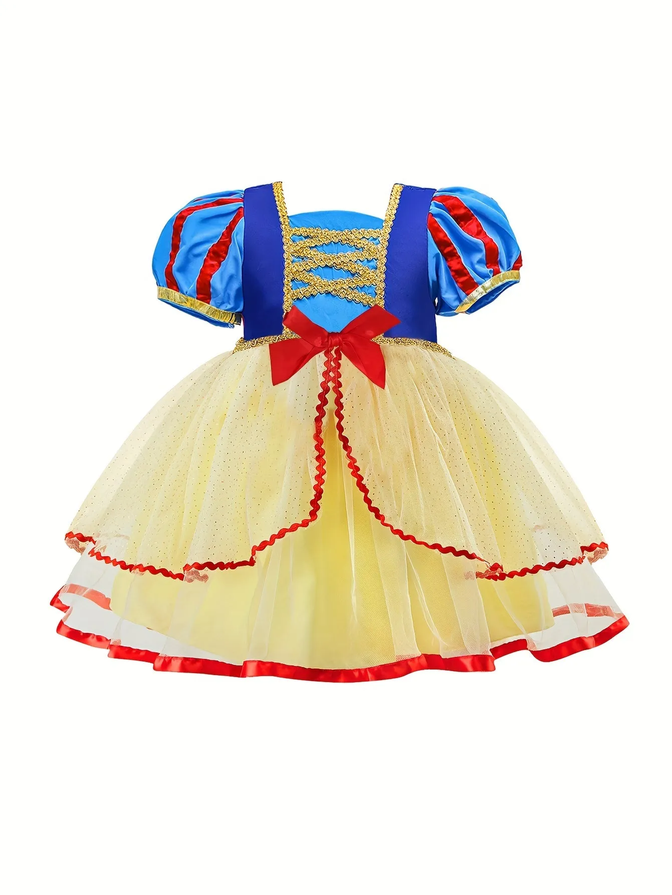 4pcs Baby Girls Puff Sleeves Tutu Dress Mesh Princess Dresses & Crown & Headband & Socks For Birthday Party Christmas Halloween