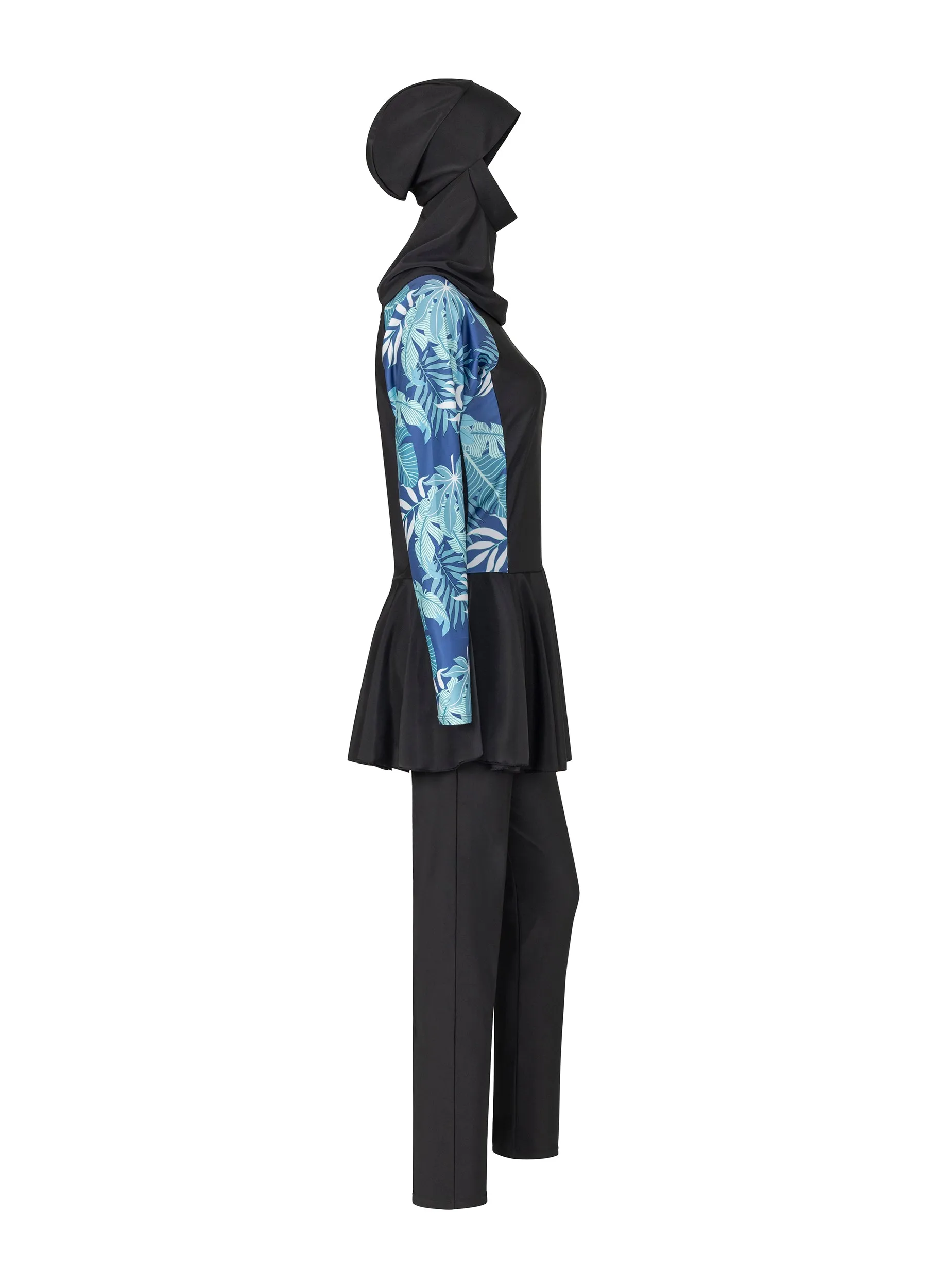 4POSE Women’s Floral Design Sleeve Full Body Burkini Hijab 3-Piece Swimsuit Set