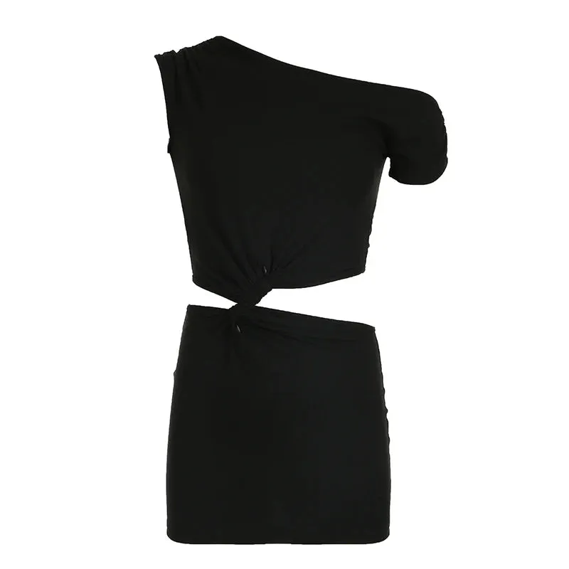 A&A One Shoulder Hollow Knot Bodycon Dress