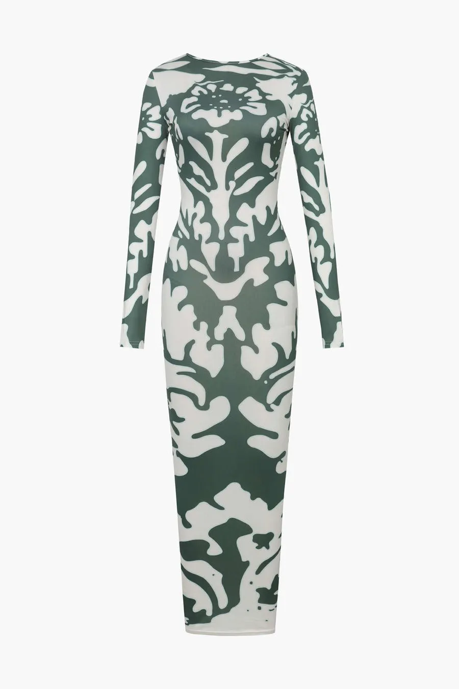 A&A Print Backless Long Sleeve Bodycon Dress