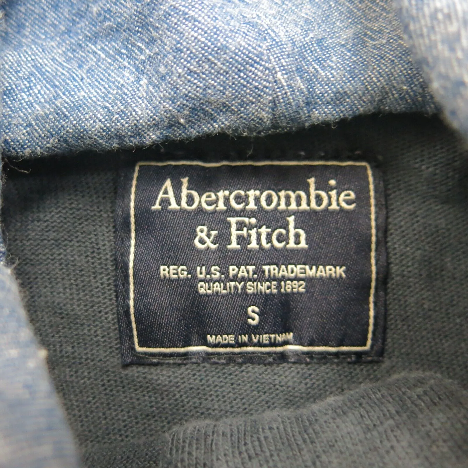 Abercrombie & Fitch Hoodie Mens Small Blue Pullover Sweatshirt 1/4 Button Logo