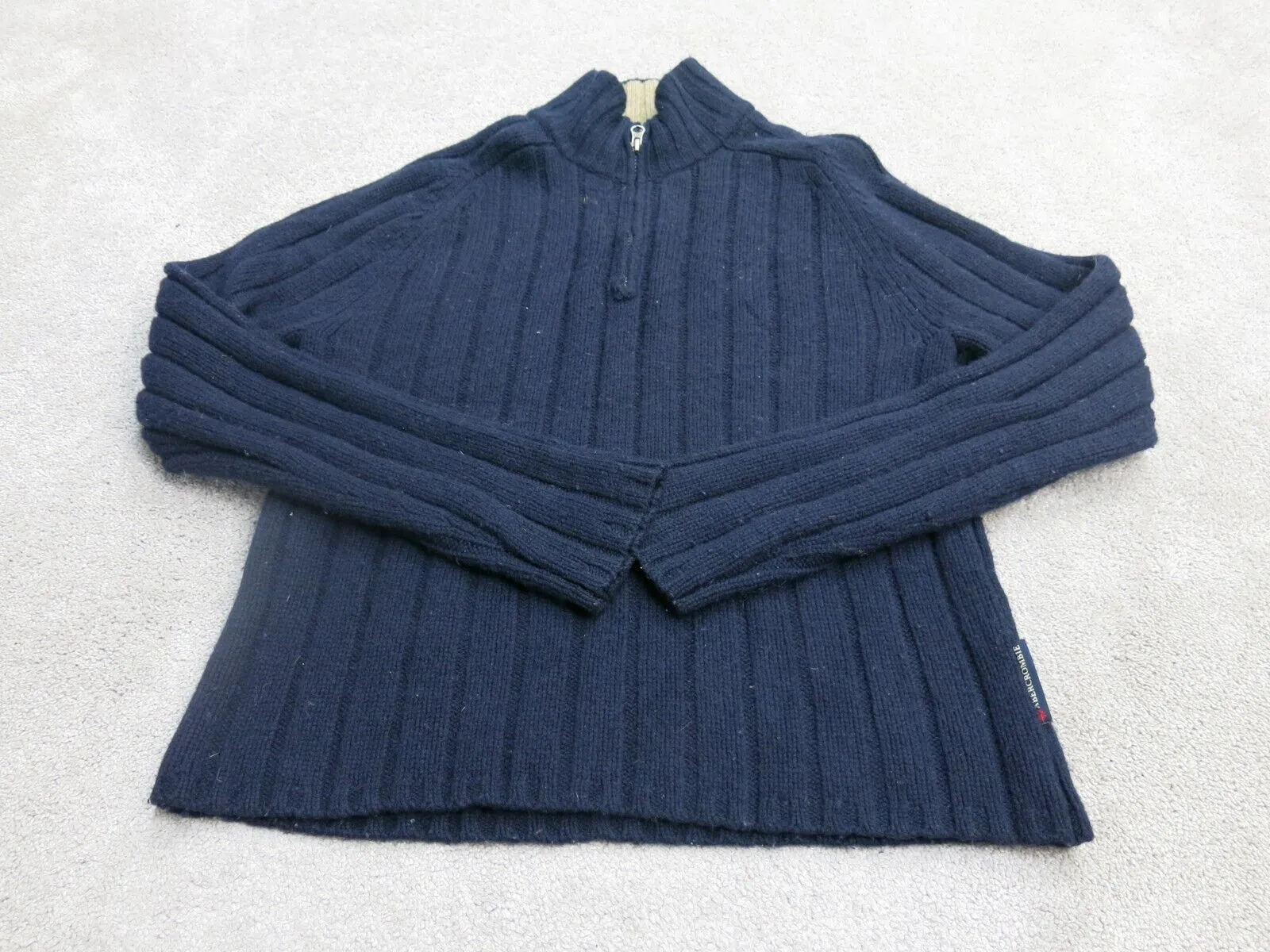 Abercrombie & Fitch Women Pullover 14 Zip Sweater Long Sleeves Navy Blue Size M