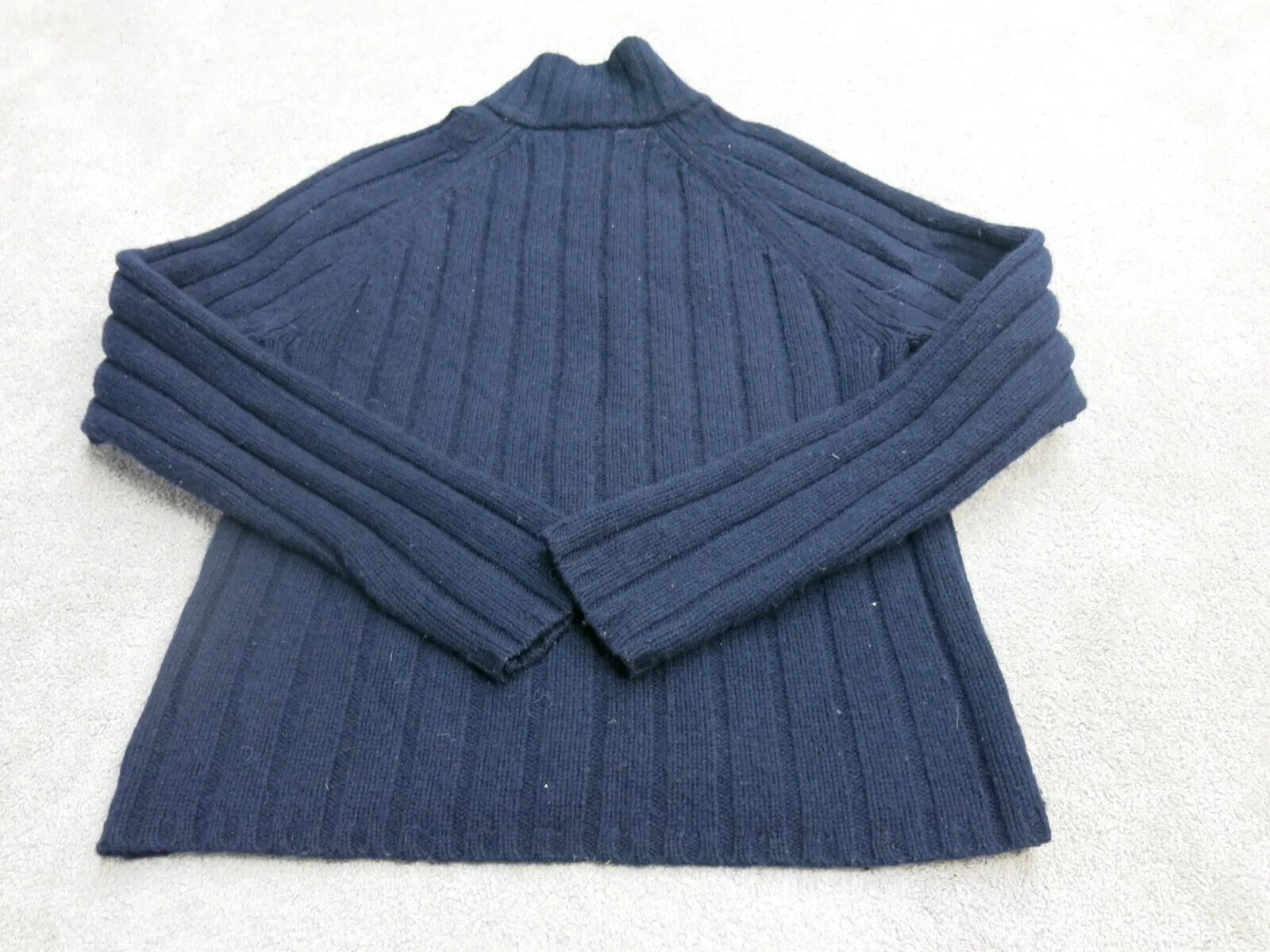 Abercrombie & Fitch Women Pullover 14 Zip Sweater Long Sleeves Navy Blue Size M