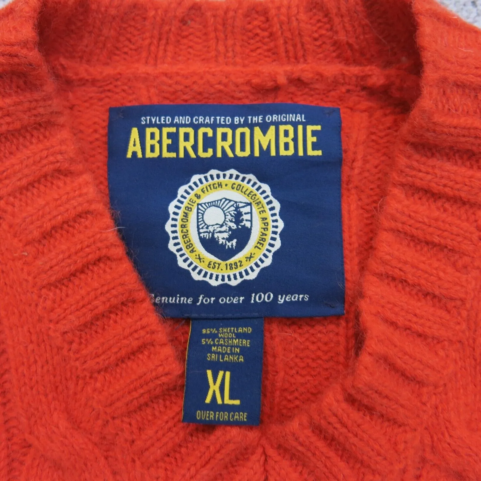 Abercrombie & Fitch Womens Knitted Sweater Wool V Neck Over For Care Red Size XL