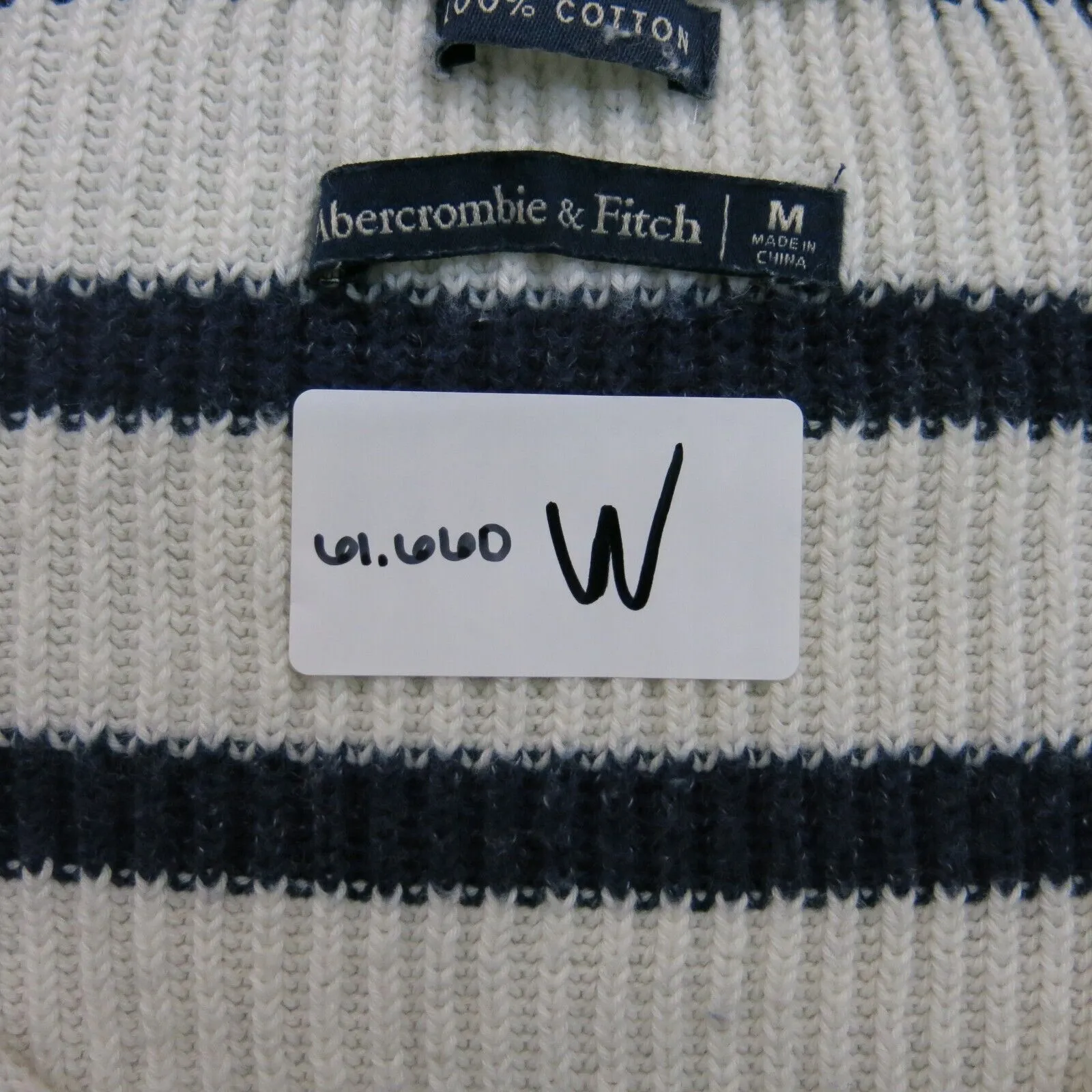 Abercrombie & Fitch Womens Pullover Sweater Cotton Striped White Black SZ Medium