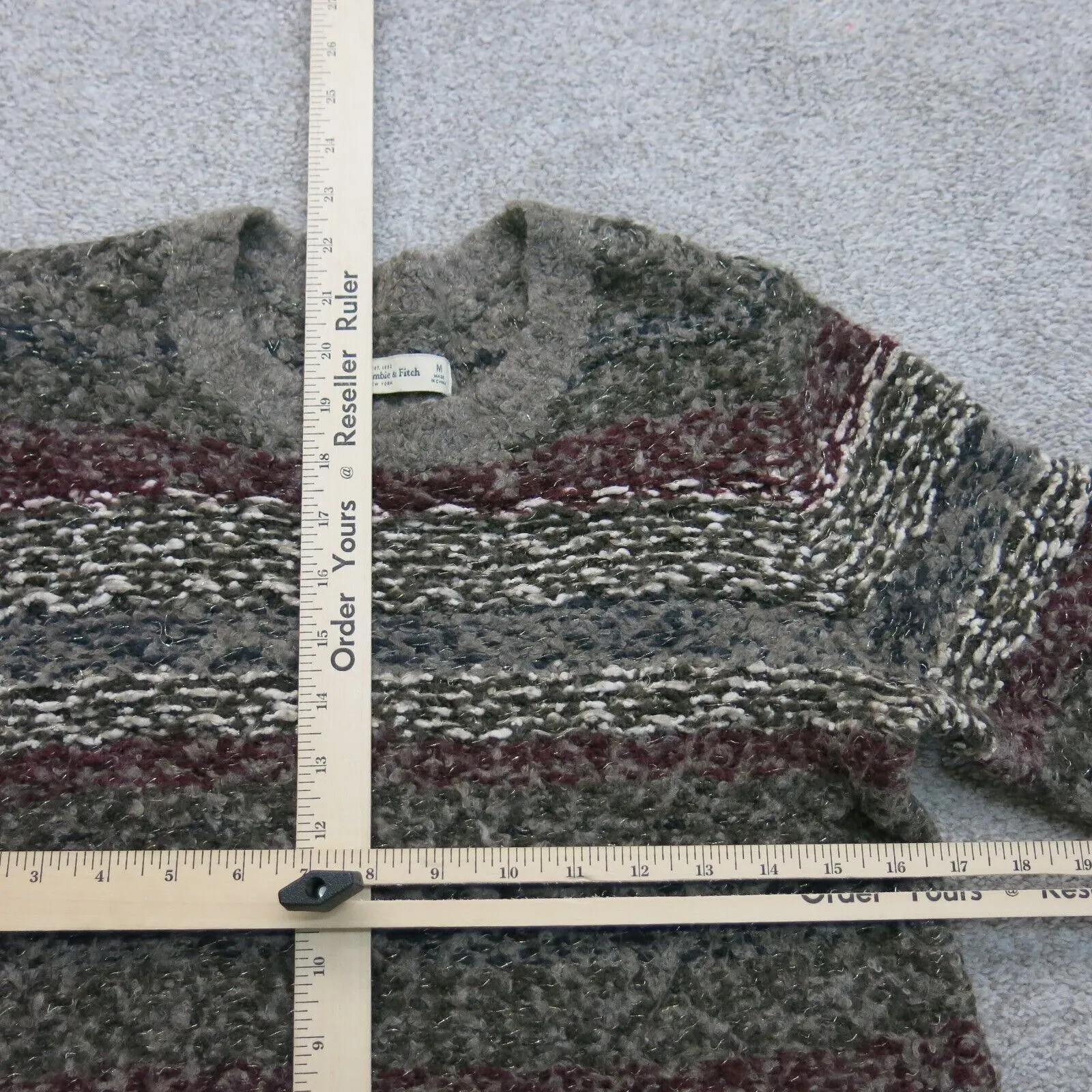 Abercrombie & Fitch Womens Pullover Sweater Knitted Long Sleeve Gray Marron SZ M