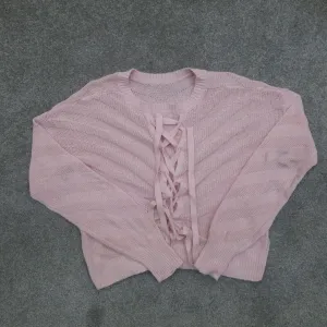 Abercrombie & Fitch Womens Pullover Sweater Long Sleeves Crossover Pink SZ XS