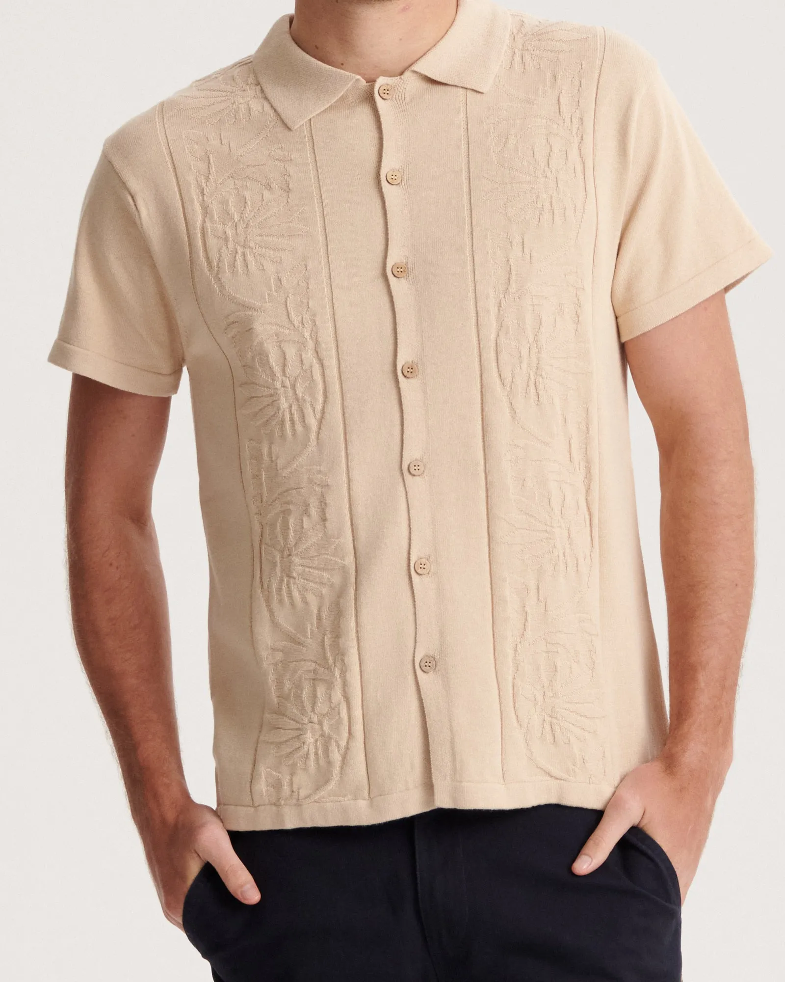 Access Knit Shirt - Oatmeal