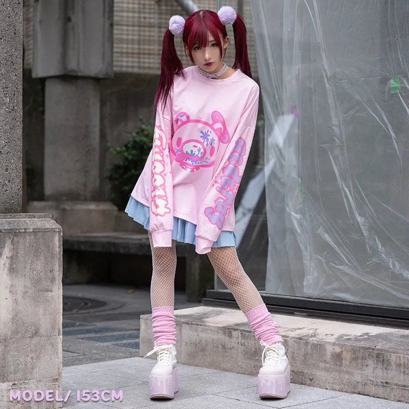 ACDC RAG and Gloomy Bear long sleeve pastel pink t-shirt