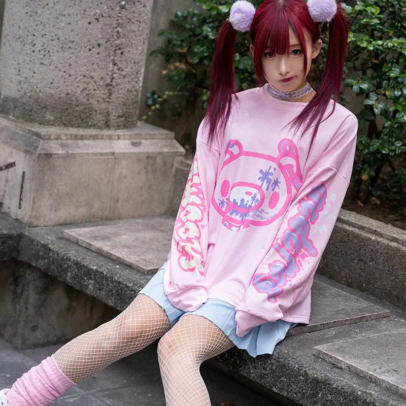 ACDC RAG and Gloomy Bear long sleeve pastel pink t-shirt