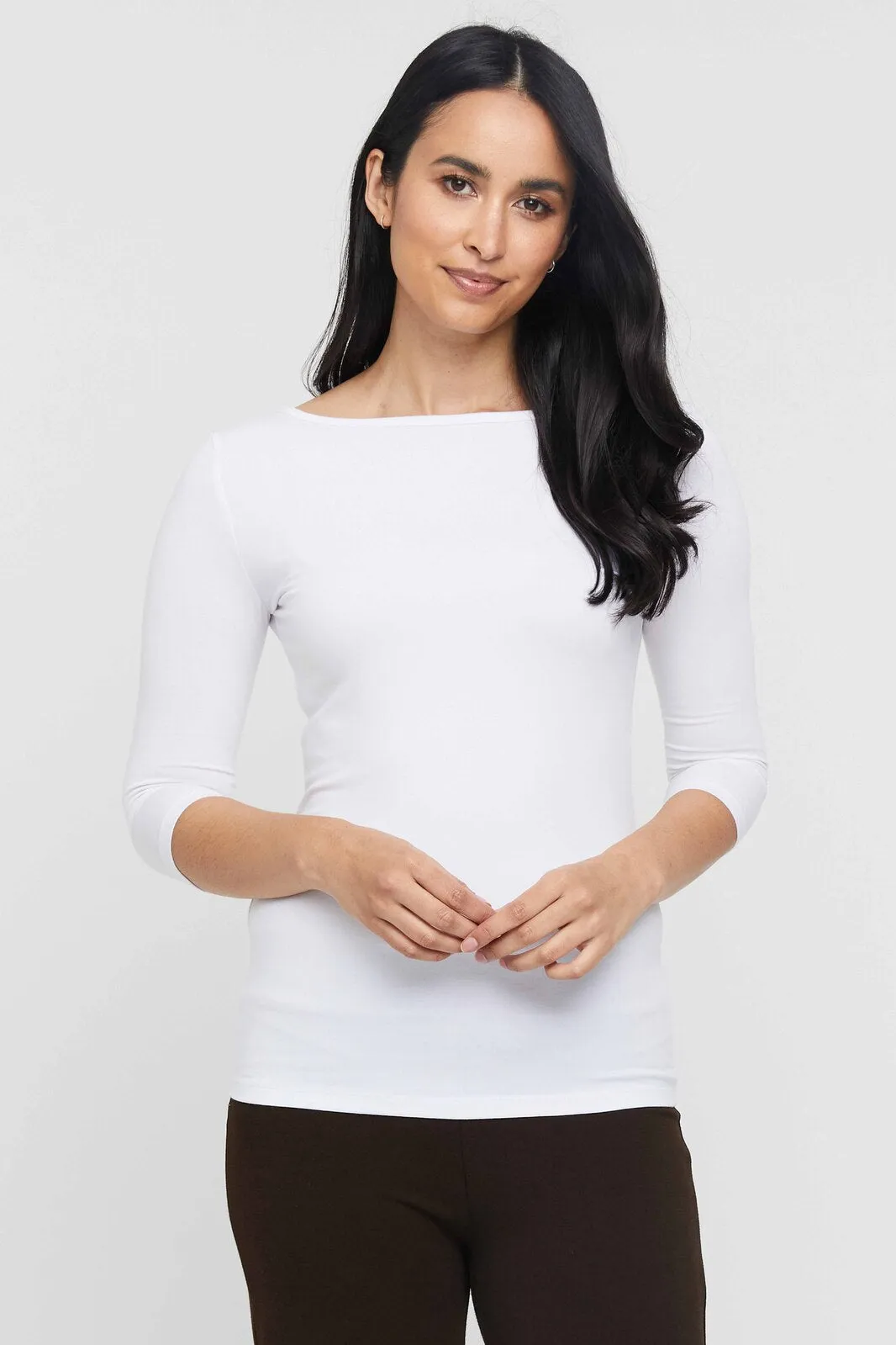 Ada Bamboo Boatneck Top - White