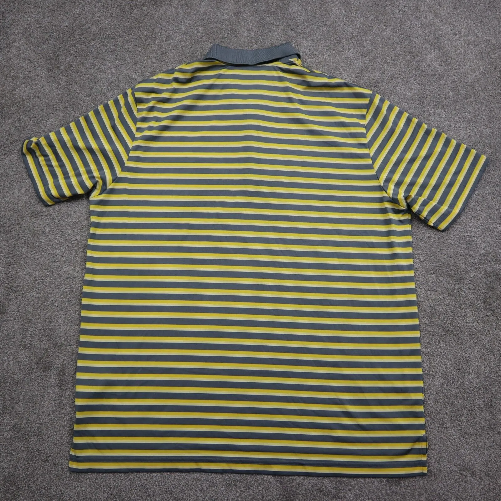 Adidas Golf Mens Striped Polo Shirt Short Sleeves Logo Gray Yellow Size X Large