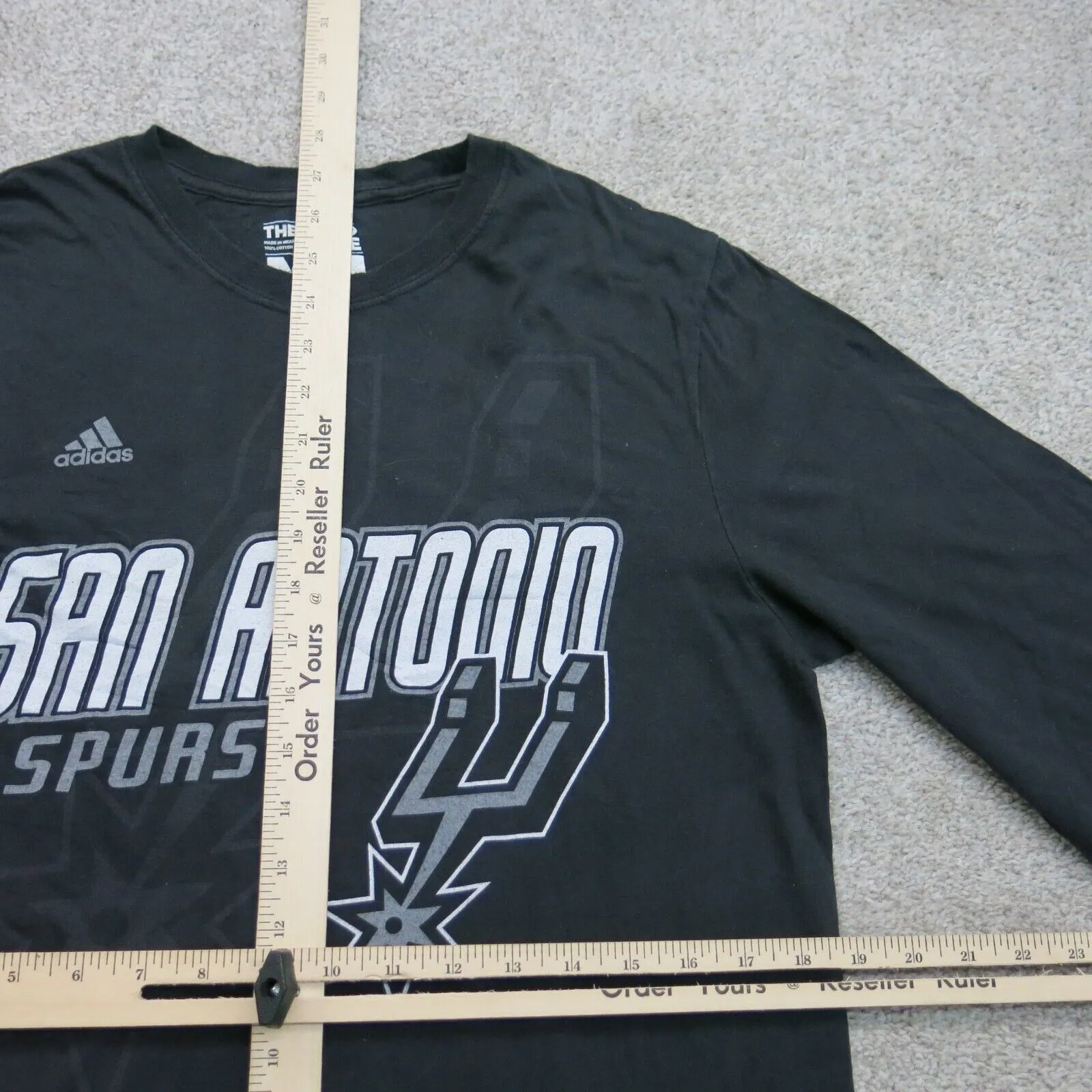 Adidas Men The Go To Tee Sweatshirt San Antonio Spurs 100%Cotton Black SZ Medium