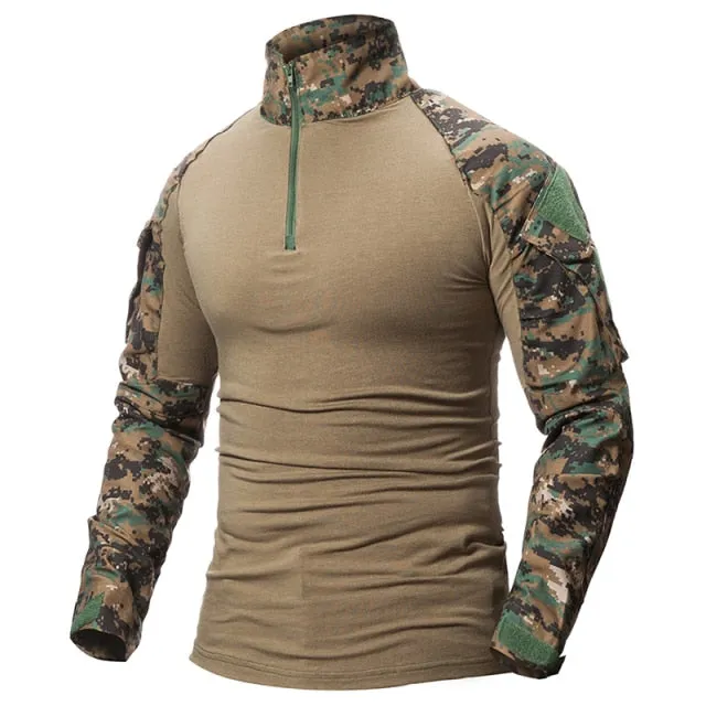 Aidase Army Combat T shirt Men Long Sleeve Tactical T-Shirt Solid Cotton Military Shirt Man Navy Blue Hunt Airsoft T Shirts