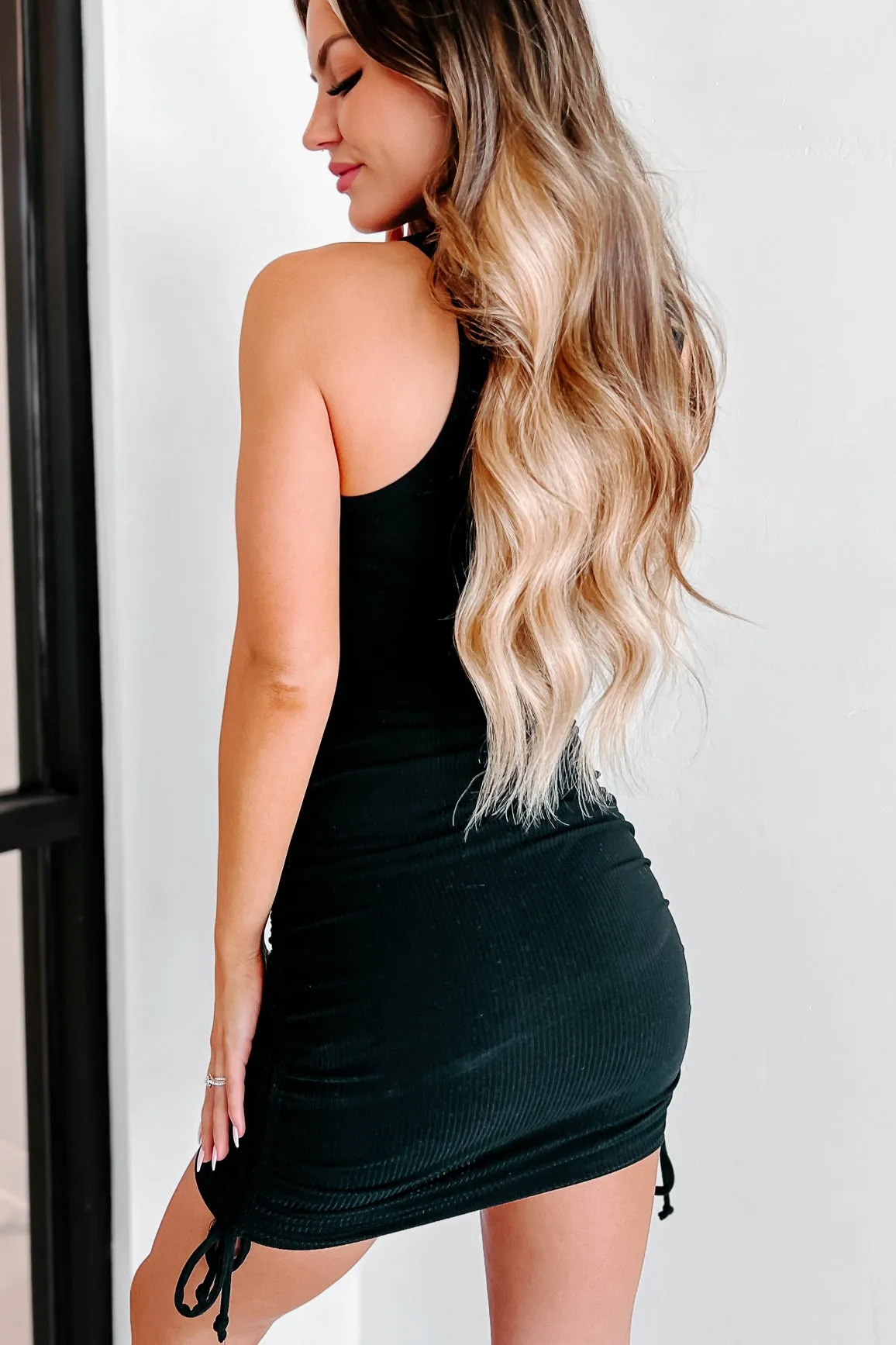 Always Thriving Ruched Bodycon Dress (Black)