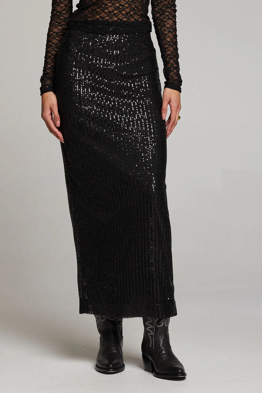 Amber Licorice Midi Skirt