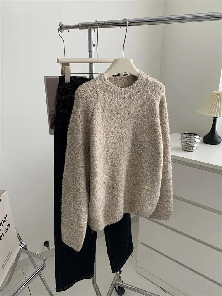 Amozae-Autumn Casual Outfits Amozae-Circular Yarn Pullover Thick Sweater For Women 2024 Winter  Loose Soft Warm Wool Knitted Sweater