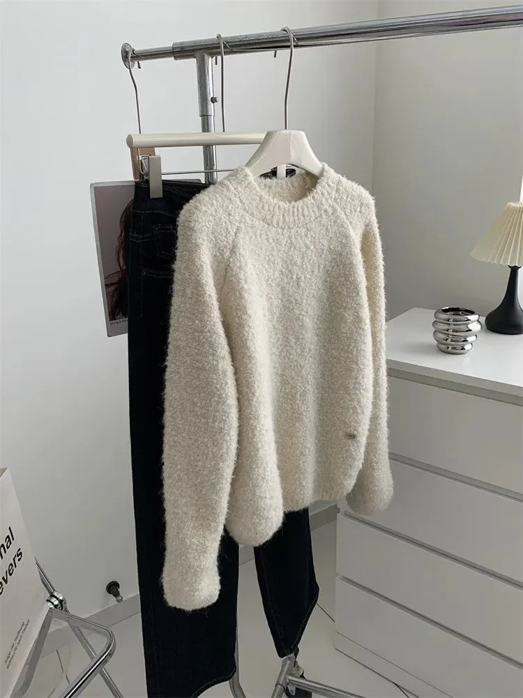 Amozae-Autumn Casual Outfits Amozae-Circular Yarn Pullover Thick Sweater For Women 2024 Winter  Loose Soft Warm Wool Knitted Sweater