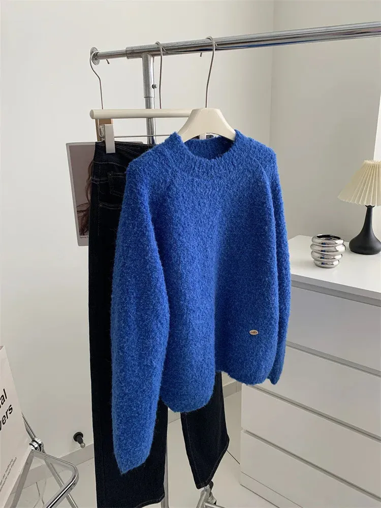 Amozae-Autumn Casual Outfits Amozae-Circular Yarn Pullover Thick Sweater For Women 2024 Winter  Loose Soft Warm Wool Knitted Sweater