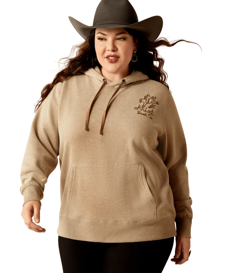 Ariat Women's Dark Oatmeal Heather Bronco Stitch Hoodie