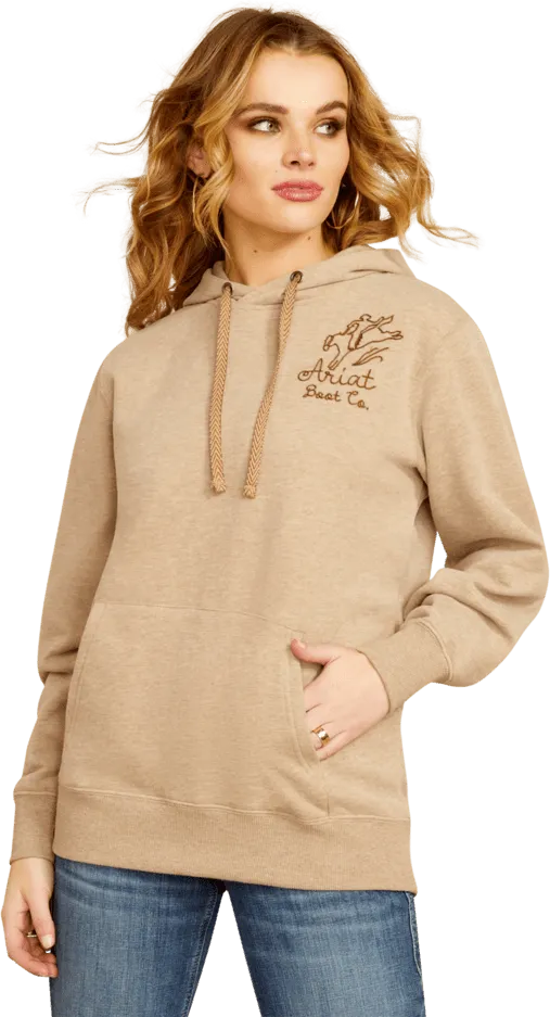 Ariat Women's Dark Oatmeal Heather Bronco Stitch Hoodie