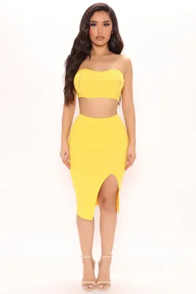 Audree Knit Midi Skirt Set - Yellow