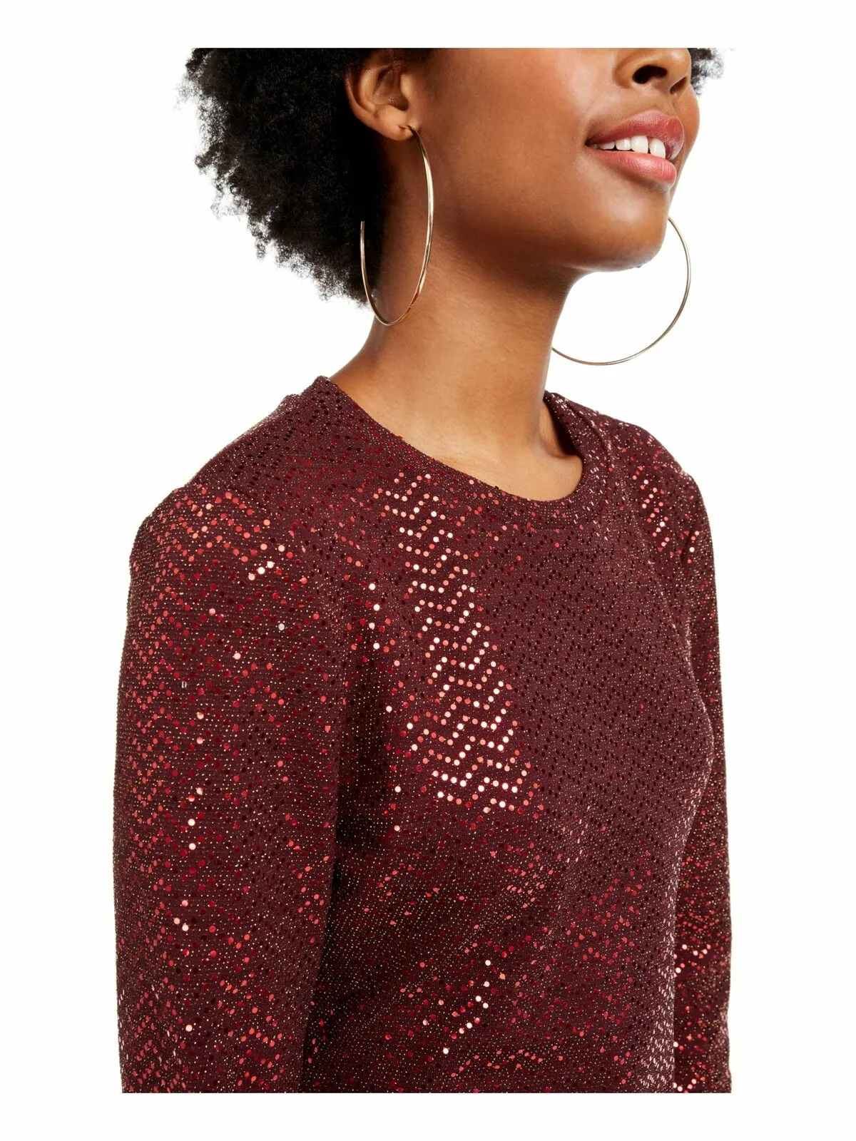 B Darlin Juniors' Sequined Bodycon Dress Burgundy