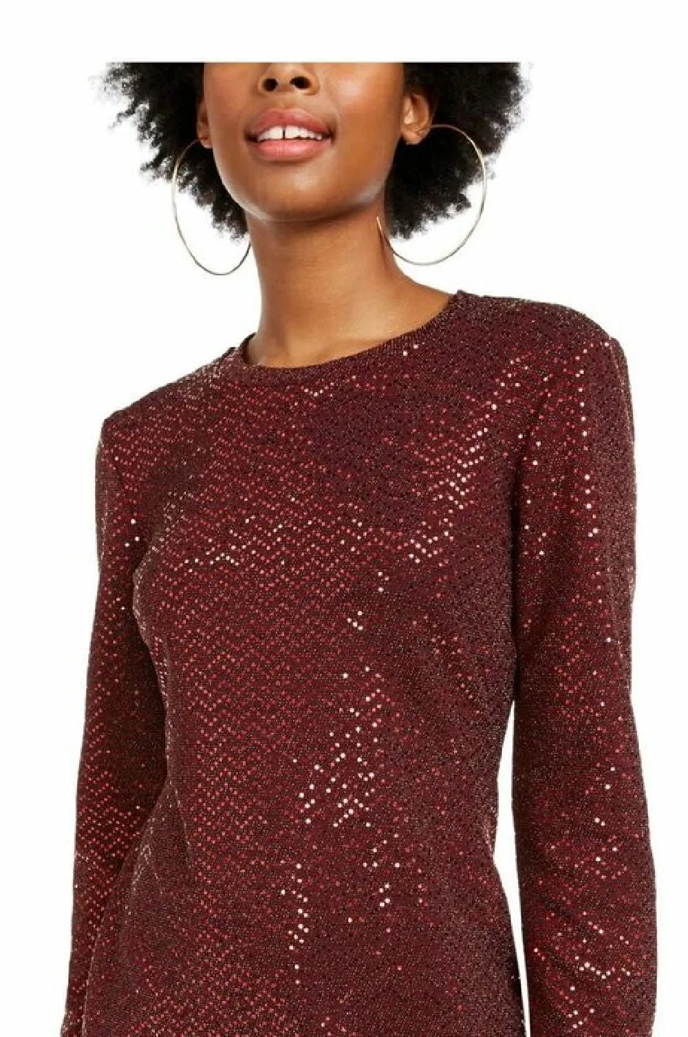 B Darlin Juniors' Sequined Bodycon Dress Burgundy