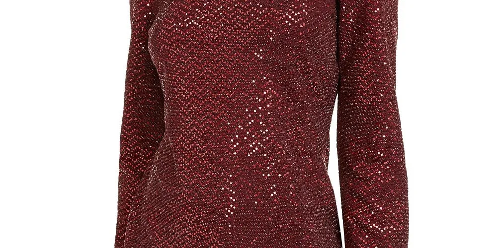 B Darlin Juniors' Sequined Bodycon Dress Burgundy