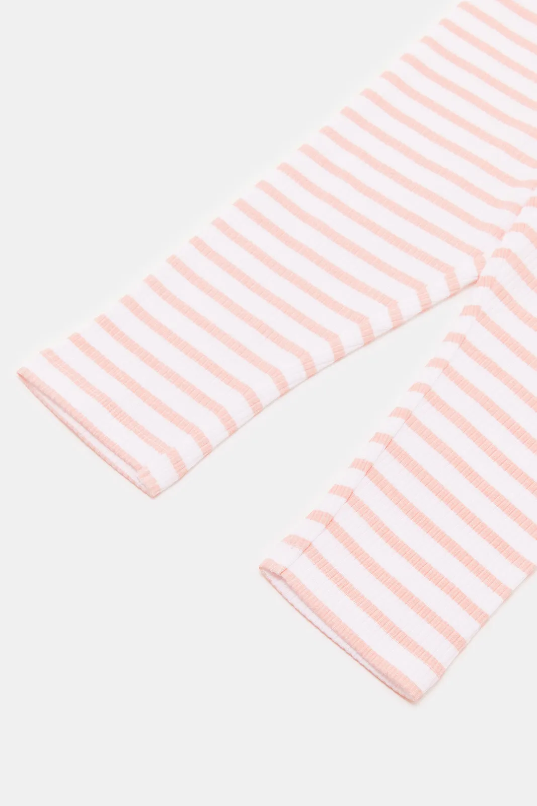 Baby Orange And White Striped Print Bodysuit Set (2 Piece)