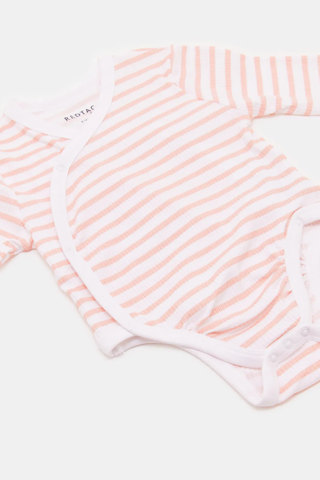 Baby Orange And White Striped Print Bodysuit Set (2 Piece)