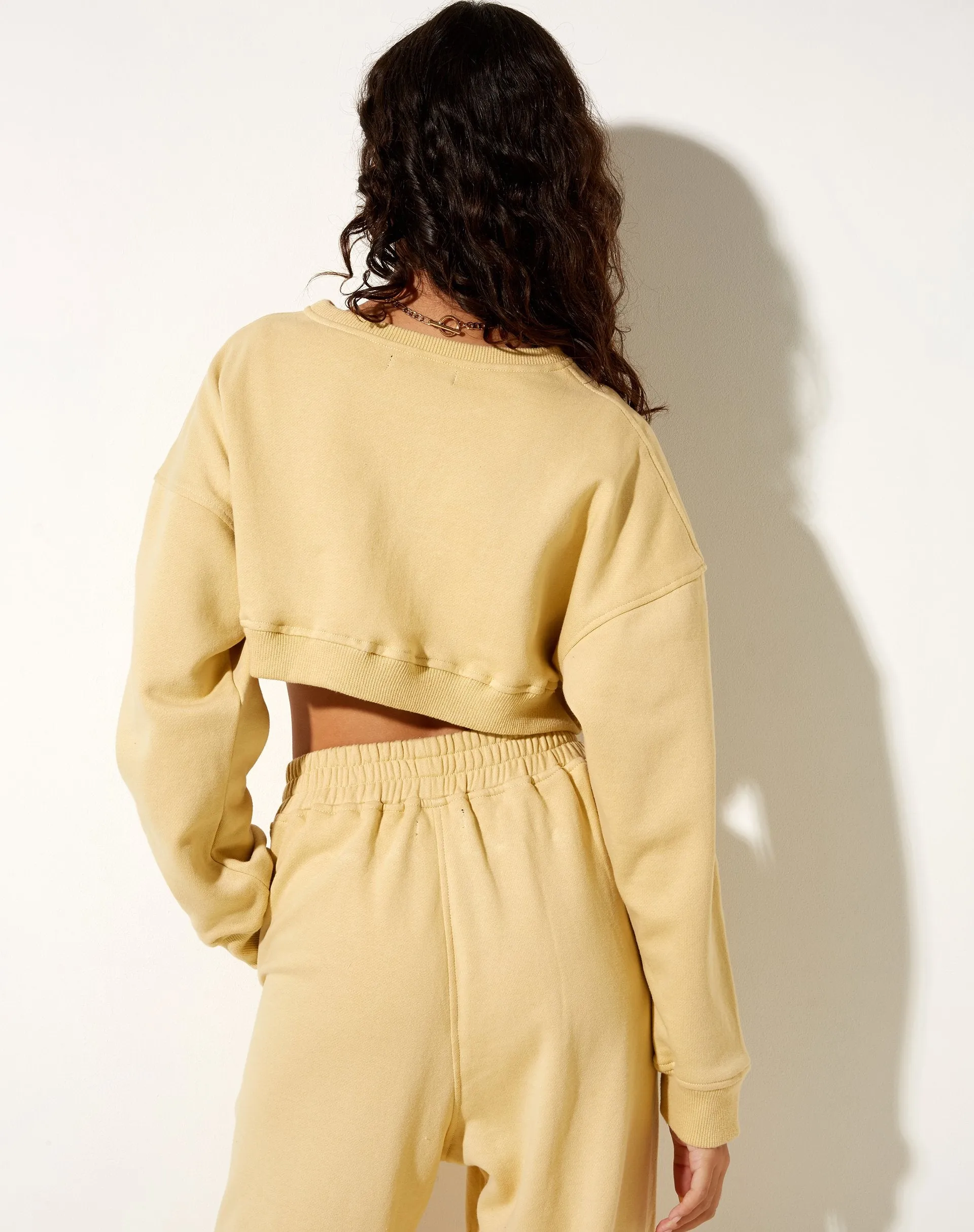 Bacel Cropped Sweatshirt in Custard M Embro