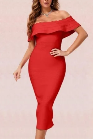 Billie Bandage Midi Dress - Lipstick Red