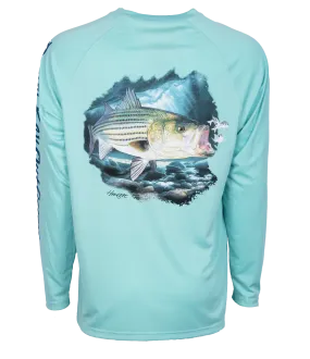 Bimini Bay Hook M, Mens Long Sleeve Shirt -Striped Bass 2 Glacier