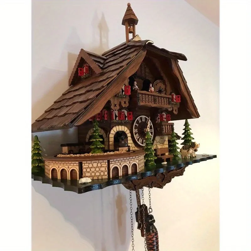 Black Forest House Quartz Cuckoo Clock with Moving Train and Music